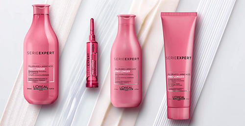 Productos de la Série Expert Pro Longer de L'Oréal Professionnel Paris para cuidados de cabellos largos con puntas delicadas